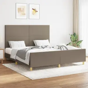 Rama łóżka bez materaca, taupe, 160x200 cm, obita tkaniną