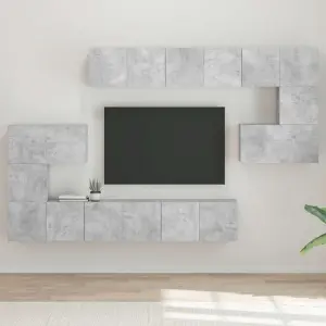 10-cz. zestaw szafek TV szarość betonu, materiał drewnopochodny