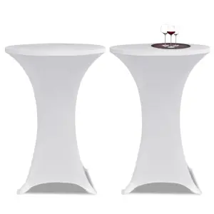 Obrus na stół barowy Ø 80 cm, biały, elastyczny, 2 szt.
