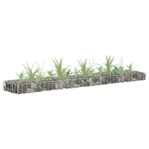 Podwyższona donica gabionowa, galwanizowana stal, 180x30x10 cm