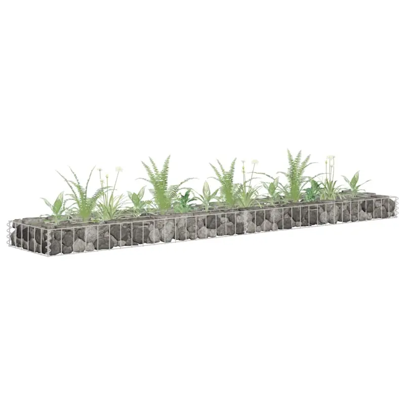 Podwyższona donica gabionowa, galwanizowana stal, 180x30x10 cm