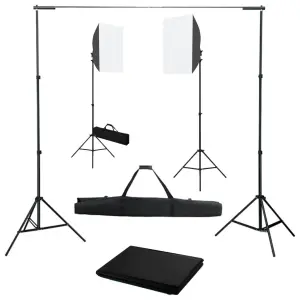 Fotograficzny zestaw studyjny z lampami softbox i tłem