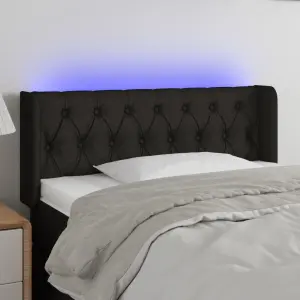 Zagłówek do łóżka z LED, czarny, 103x16x78/88 cm, tkanina