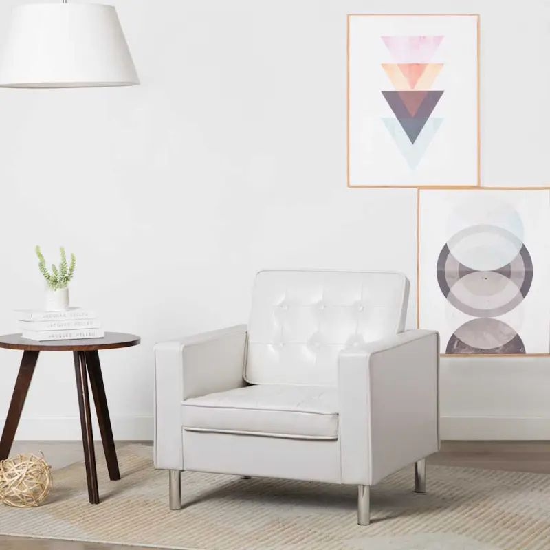 Fotel biały 75x70x75 cm skóra ekologiczna