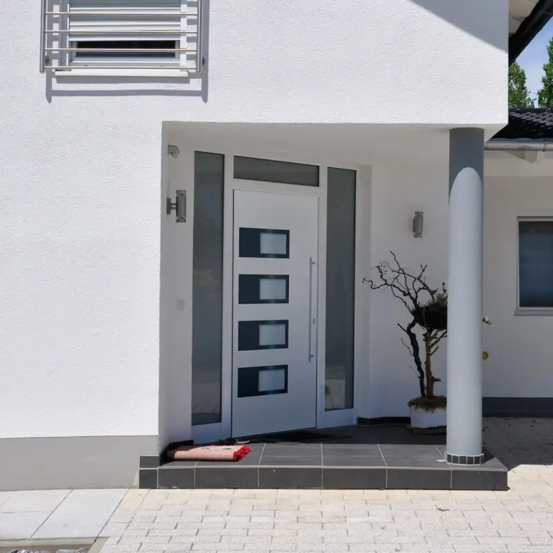 Drzwi wejściowe, białe, 110x210 cm, aluminium i PVC