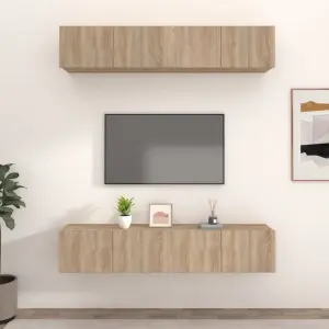 Ścienne szafki TV, 4 szt., dąb sonoma, 80x30x30 cm