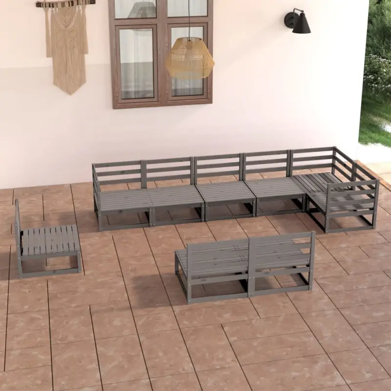 Meble ogrodowe z litego drewna sosnowego 9-cz. zestaw wypoczynkowy szary