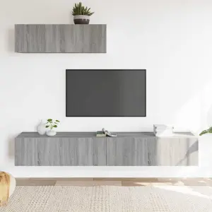 Zestaw 3 szafek TV, szary dąb sonoma, materiał drewnopochodny
