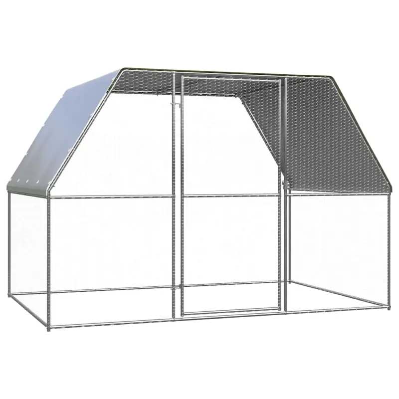 Klatka dla kurcząt, srebrno-szara, 3x2x2 m, stal galwanizowana