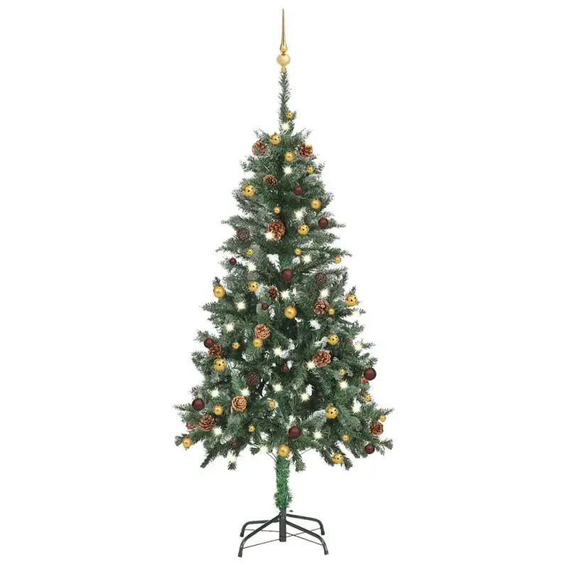 Sztuczna choinka z lampkami i bombkami, 150 cm