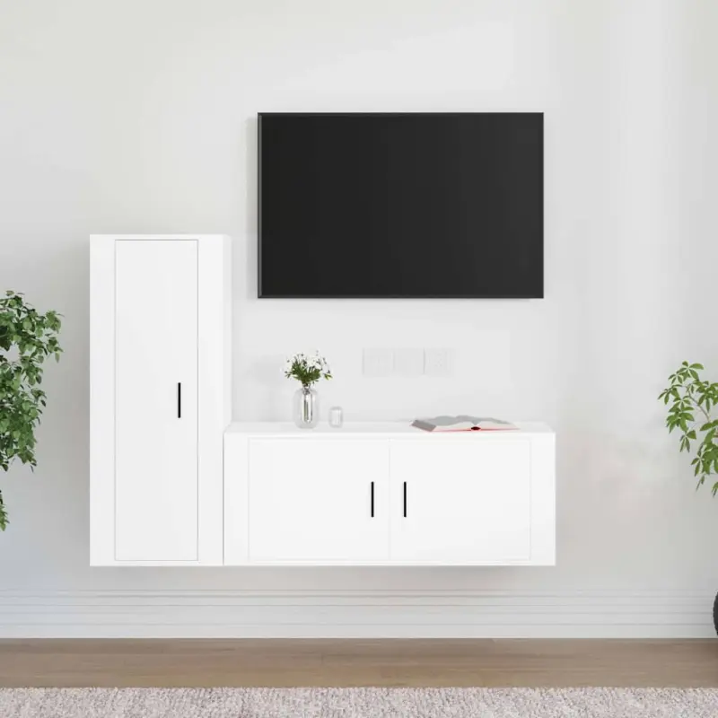 Zestaw 2 szafek TV, biały, materiał drewnopochodny