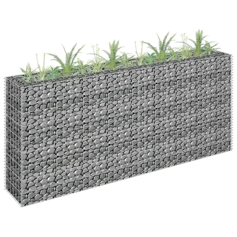 Podwyższona donica gabionowa, galwanizowana stal, 180x30x90 cm