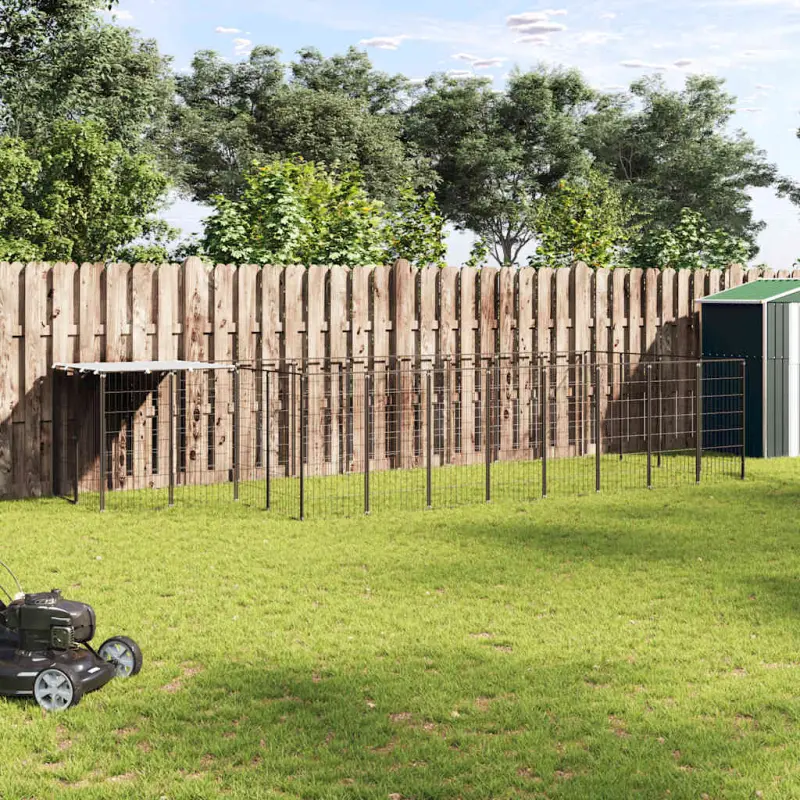 Kojec dla psa, czarny, 10,89 m², stalowy