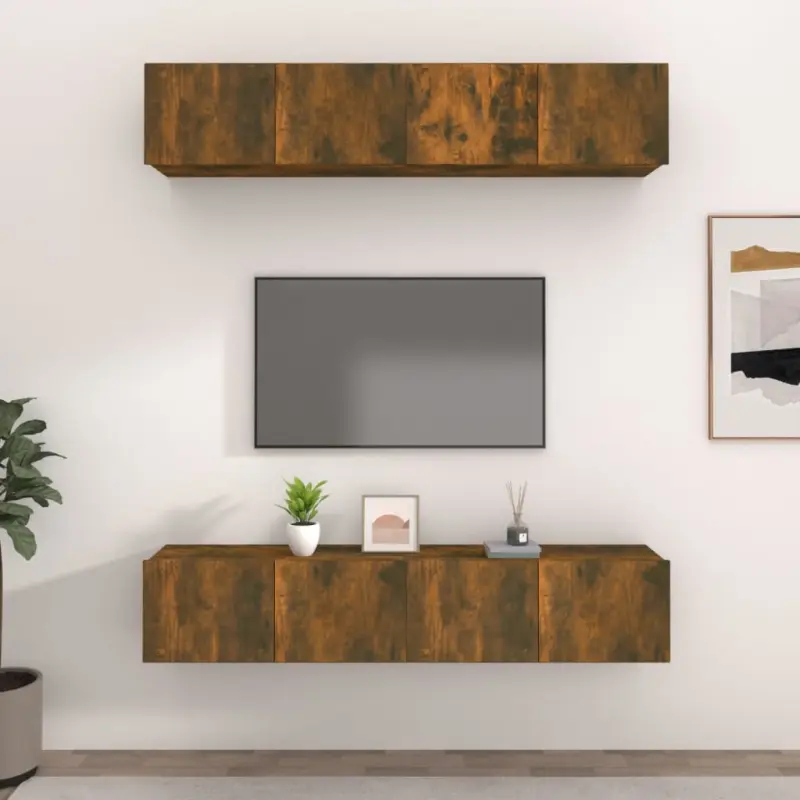 Szafki TV, 4 szt., przydymiony dąb, 80x30x30 cm
