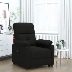 Elektryczny fotel rozkładany, czarny, obity tkaniną