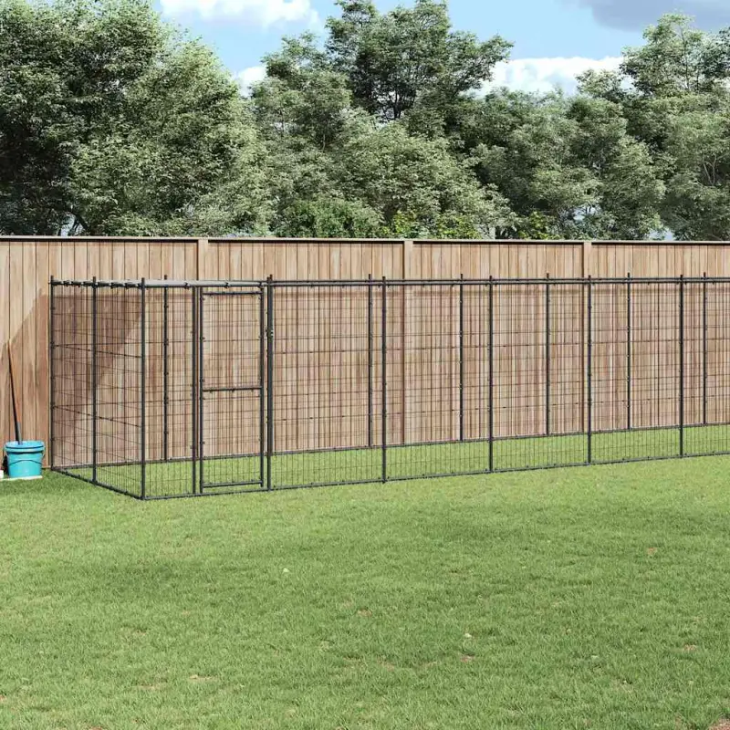 Kojec dla psa, z zadaszeniem, stalowy, 26,62 m²