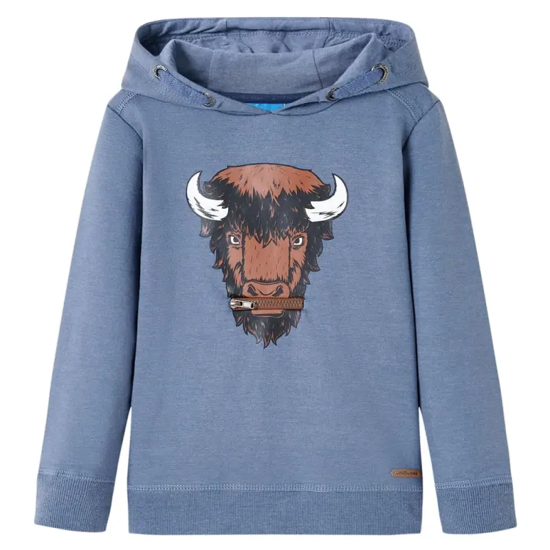 Bluza dziecięca z kapturem, niebieski melanż, 140