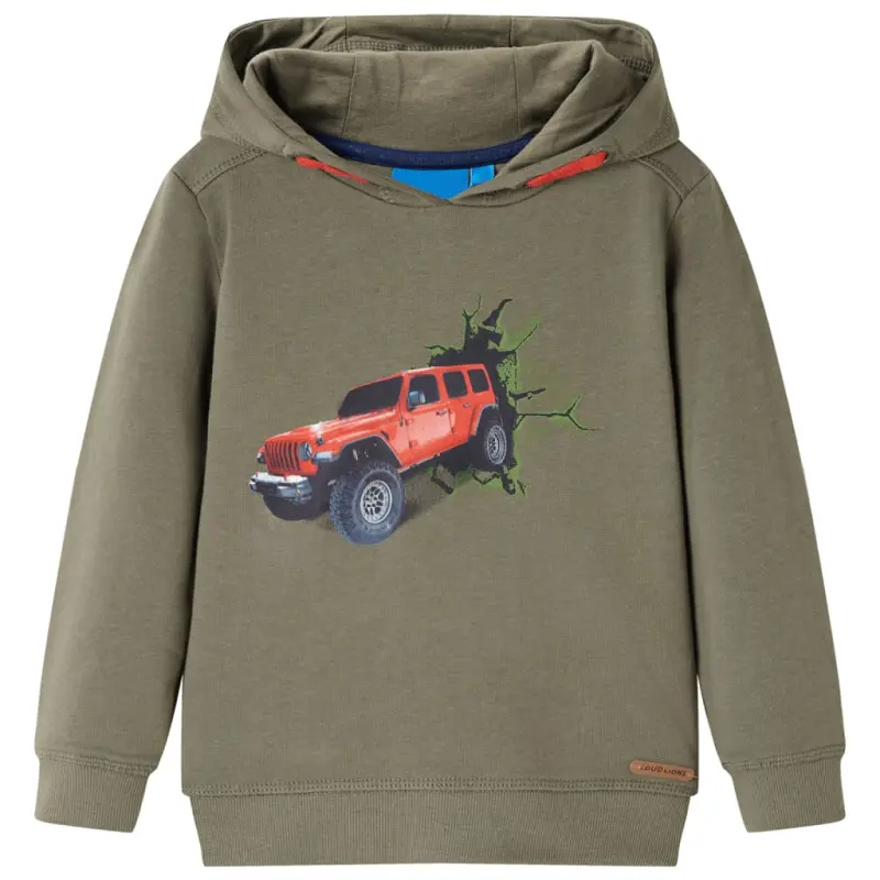 Bluza dziecięca z kapturem, khaki, 140