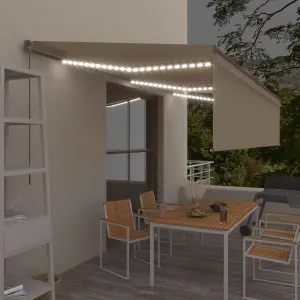 Ręcznie zwijana markiza z zasłoną, 6x3 m, kremowa
