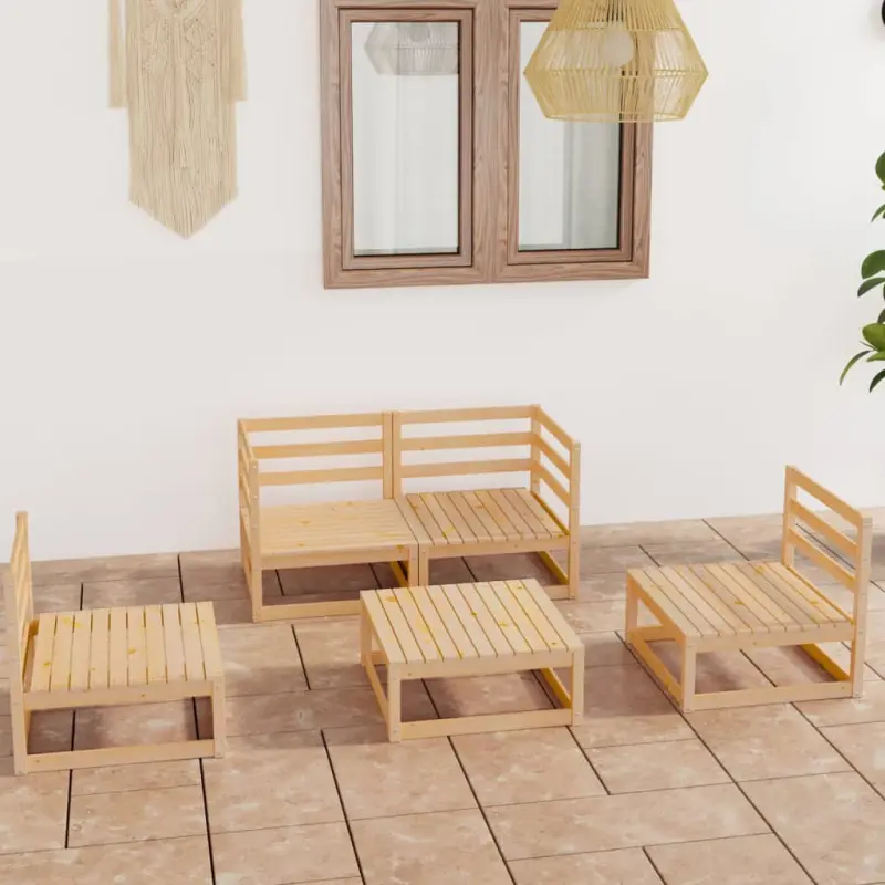 5-cz. zestaw wypoczynkowy do ogrodu, lite drewno sosnowe