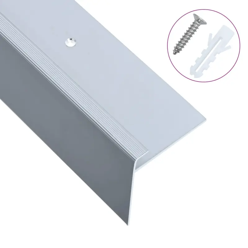 Profile schodowe, kształt F, 15 szt., aluminium, 134 cm, srebro