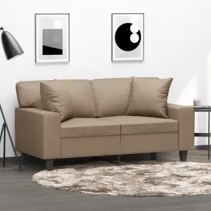 2-osobowa sofa z poduszkami, cappuccino, 120 cm, sztuczna skóra