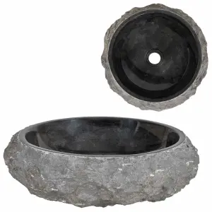 Umywalka, 40 x 12 cm, marmurowa, czarna