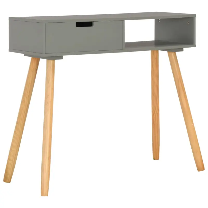 Stolik konsola, szary, 80 x 30 x 72 cm, lite drewno sosnowe