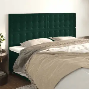 Zagłówek ciemnozielony 200x5x118/128 cm aksamit