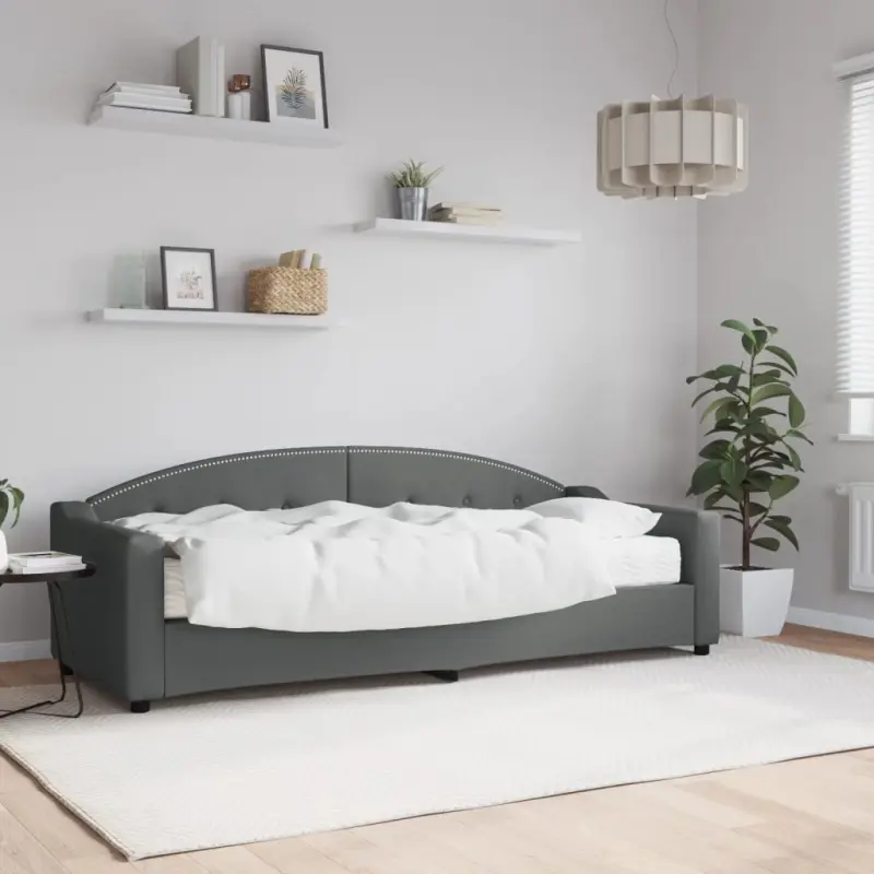 Sofa z materacem do spania, ciemnoszara, 80x200 cm, tkanina