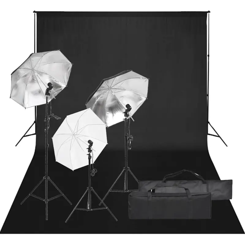 Fotograficzny zestaw studyjny z lampami i tłem
