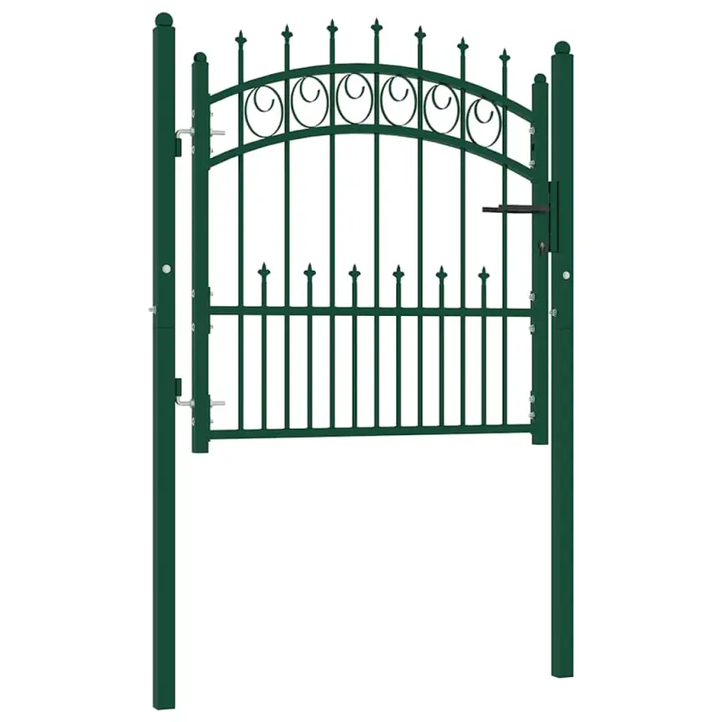 Brama ogrodzeniowa EMMEN z kolcami stalowa 104x97 cm zielona