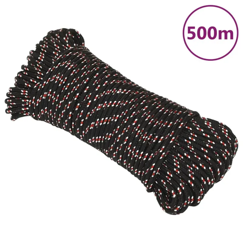 Linka żeglarska, czarna, 5 mm, 500 m, polipropylen