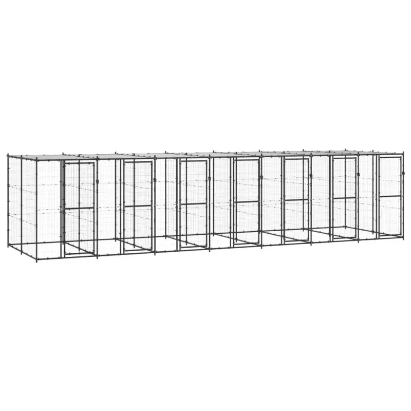 Kojec dla psa, z zadaszeniem, stalowy, 16,94 m²