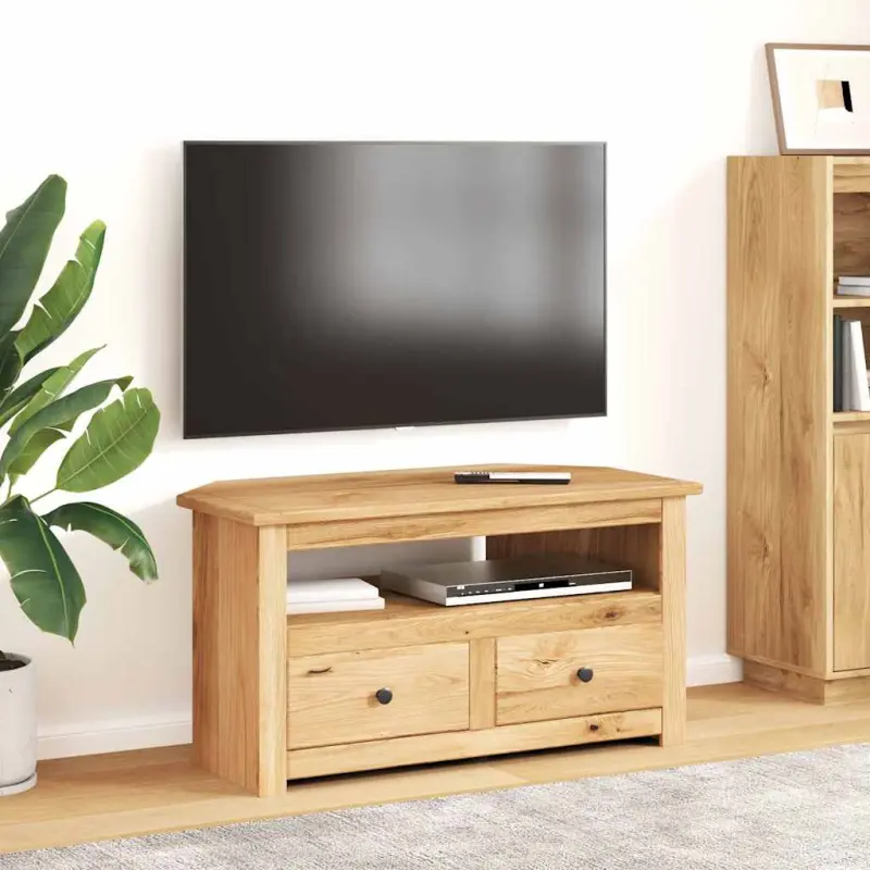 Szafka narożna pod TV, 93x49x49 cm, lita sosna, seria Panama
