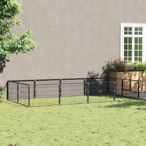 Kojec dla psa, czarny, 8 m², stalowy