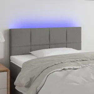 Zagłówek do łóżka z LED, ciemnoszary, 100x5x78/88 cm, tkanina