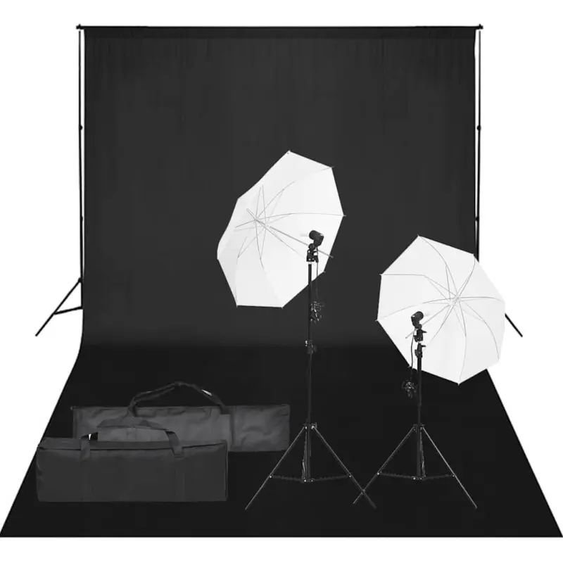Fotograficzny zestaw studyjny z lampami i tłem