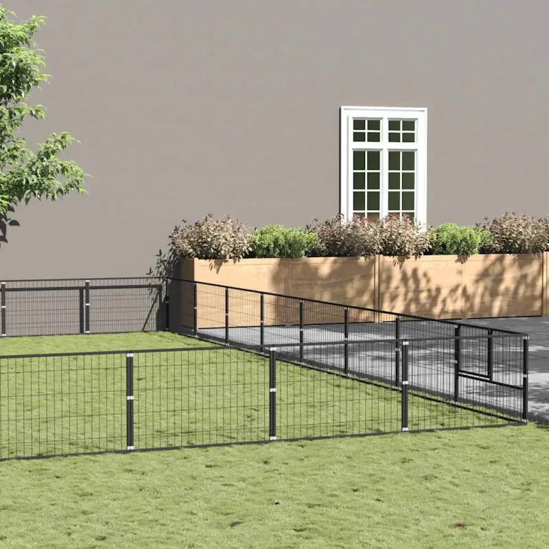 Kojec dla psa, srebrny, 64 m², stalowy
