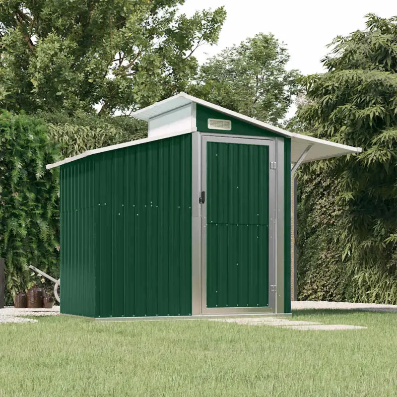 Szopa ogrodowa, zielona, 270x130x208,5 cm, stal galwanizowana
