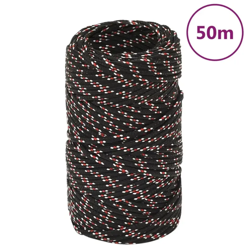 Linka żeglarska, czarna, 2 mm, 50 m, polipropylen