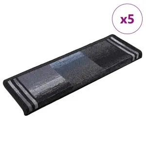 Samoprzylepne nakładki na schody 5 szt., 65x21x4cm czarno-szare