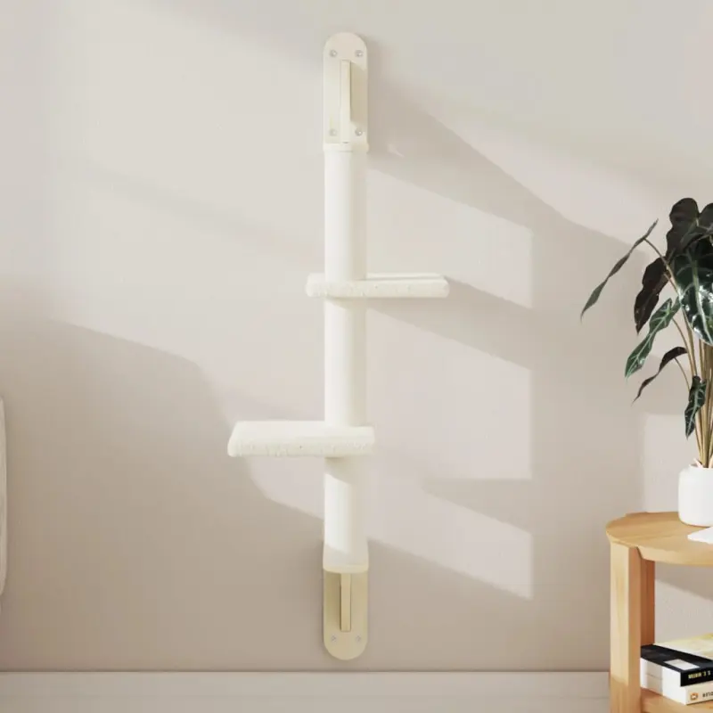Ścienne drzewko dla kota z drapakiem, kremowe, 108 cm
