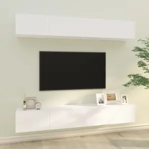 Szafki ścienne pod TV, 4 szt., białe, 100x30x30 cm