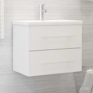 Szafka z wbudowaną umywalką, biała, materiał drewnopochodny