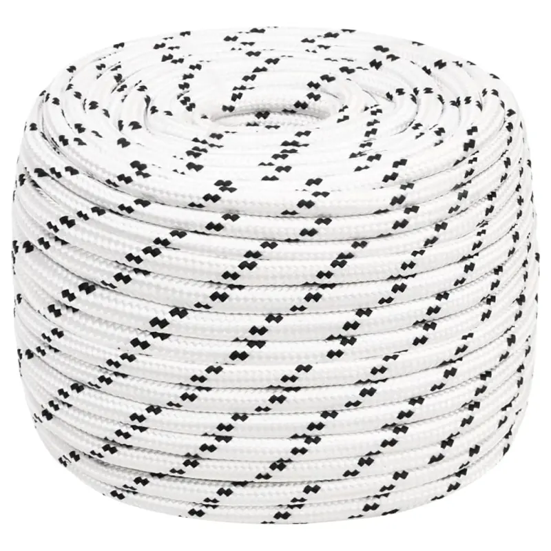 Pleciona linka żeglarska, biała, 12 mm x 25 m, poliester