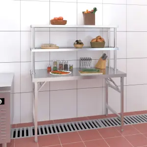 Kuchenny stół roboczy z półką, 120x60x145 cm, stal nierdzewna