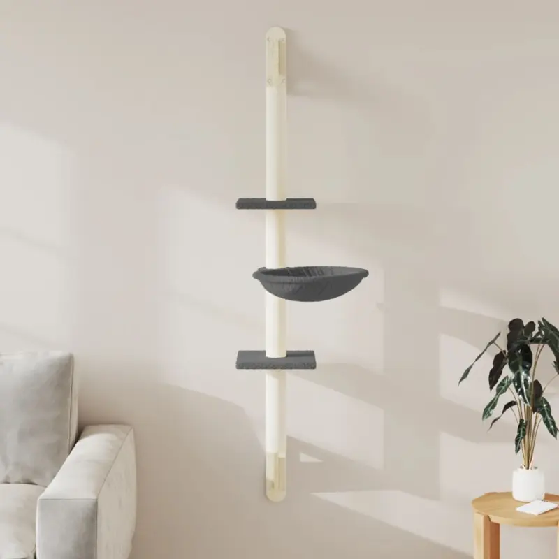 Ścienne drzewko dla kota z drapakiem, ciemnoszare, 142,5 cm