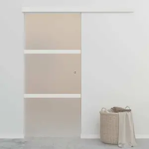 Drzwi przesuwne, szkło ESG i aluminium, 90x212 cm, srebrne