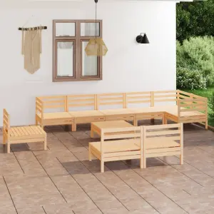 Meble ogrodowe z litego drewna sosnowego 10-cz. zestaw wypoczynkowy